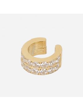 EARCUFF Brizzi–ACIER DORE–zirconium Zag Bijoux