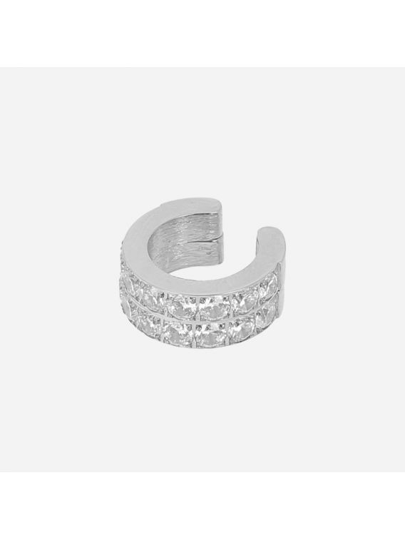 EARCUFF Brizzi–ACIER–zirconium Zag Bijoux