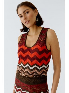 Top tricoté à rayures zig...